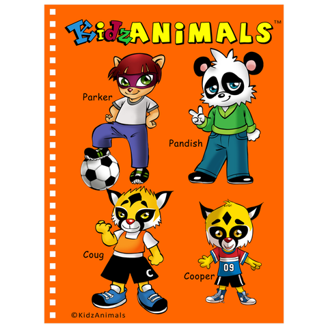 Notebook - KidzAnimals Boys #1 – Parker, Pandish, Coug and Cooper - ORANGE