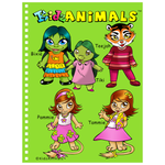 Notebook - KidzAnimals Girls #3 - Bixie, Tiki, Teejah, Pammie and Tammie - APPLE GREEN