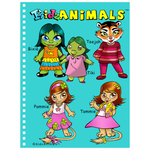 Notebook - KidzAnimals Girls #3 - Bixie, Tiki, Teejah, Pammie and Tammie - TURQUOISE