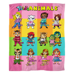 Blanket - KidzAnimals Girls Soft Fleece - Color Blocks - PINK