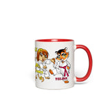 Mug - Karate Girls with Bixie, Tiki, Pammie, Tammie and Teejah - RED Accent Color