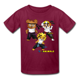 Kids T-Shirt - Fruit of the Loom - Kung Fu Boys 1 MANY COLORS - burgundy