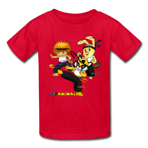 Kids T-Shirt - Fruit of the Loom - Kung Fu Boys 3 MANY COLORS - red