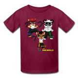 Kids T-Shirt - Fruit of the Loom - Kung Fu Boys 4 MANY COLORS - burgundy