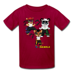 Kids T-Shirt - Fruit of the Loom - Kung Fu Boys 4 MANY COLORS - dark red