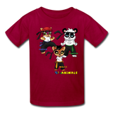 Kids T-Shirt - Fruit of the Loom - Kung Fu Boys 4 MANY COLORS - dark red