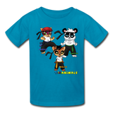 Kids T-Shirt - Fruit of the Loom - Kung Fu Boys 4 MANY COLORS - turquoise