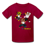 Kids T-Shirt - Fruit of the Loom - Kung Fu Boys 2 MANY COLORS - dark red