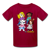 Kids T-Shirt - Fruit of the Loom - Kidz Girls 1 MANY COLORS - dark red